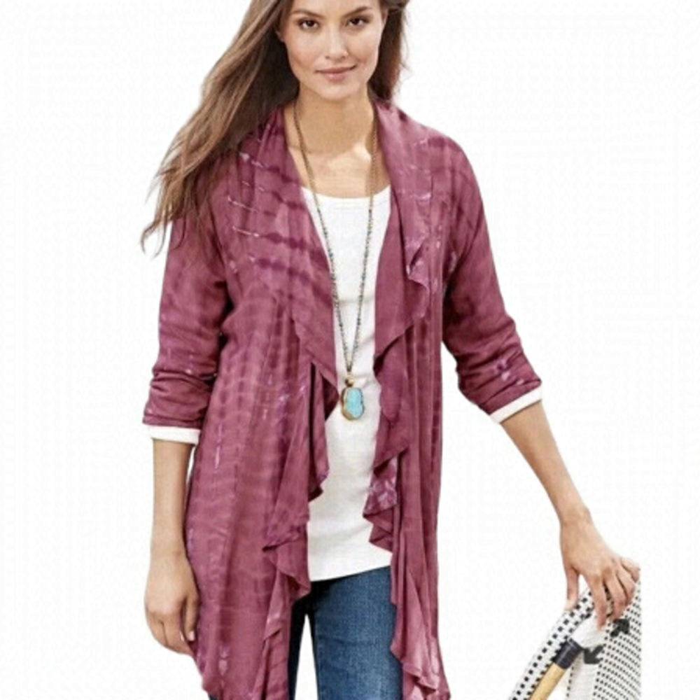 Soft Surroundings Pink Tie Dye Cardigan Top Size Small